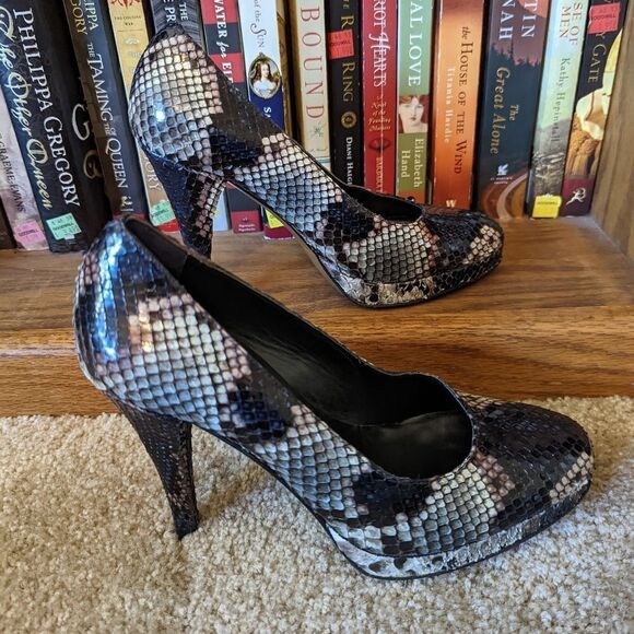 𝅺goccia Italian snakeskin stilleto worn once euc sz 38 - Picture 2 of 5